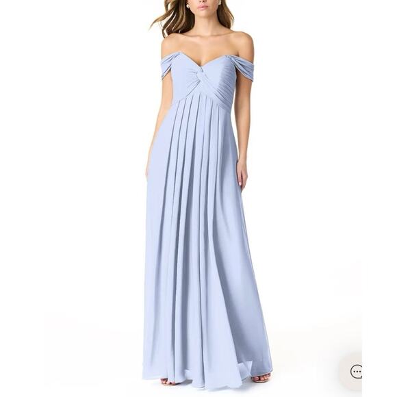 Azazie Kaitlynn Bridesmaid Dress Formal Gown in Ice Blue Size 6 - Picture 2 of 12
